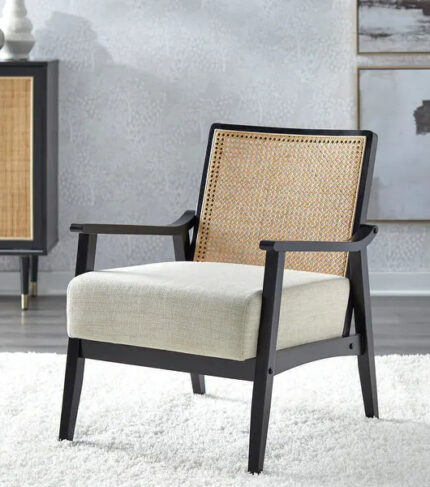slide 1 of 11, Lifestorey Serena Cane and Solid Wood Accent Chair