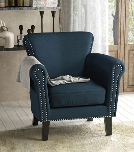 slide 1 of 32, Brice Contemporary Scroll Arm Club Chair with Nailhead Trim by