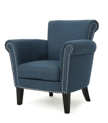 slide 2 of 32, Brice Contemporary Scroll Arm Club Chair with Nailhead Trim by